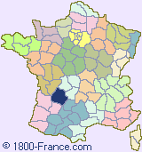 Department map of France showing the location of Dordogne.