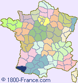 Department map of France showing the location of Pyr�n�es-Atlantiques.