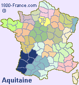 Regional map of France showing the location of Aquitaine.